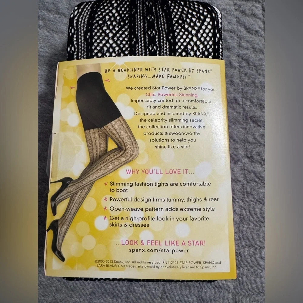 Lot of 2 Star Power SPANX Black Double Diamond Stripe Patterned Shaping Tights